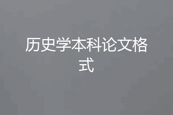历史学本科论文格式