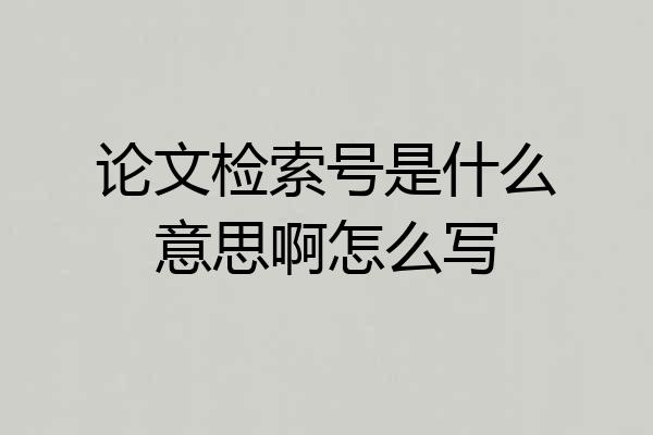 论文检索号是什么意思啊怎么写