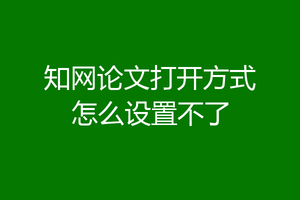 知网论文打开方式怎么设置不了
