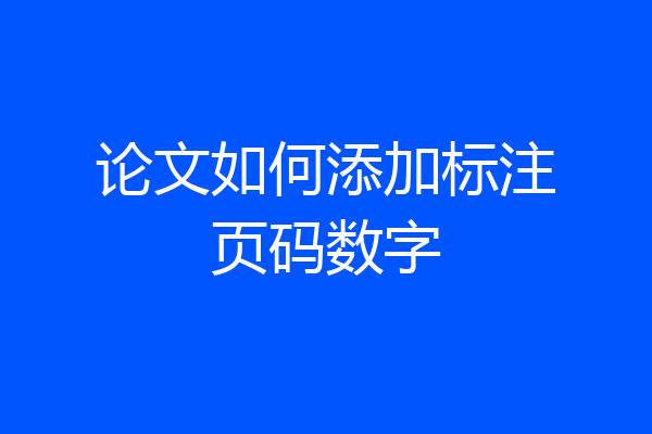 论文如何添加标注页码数字