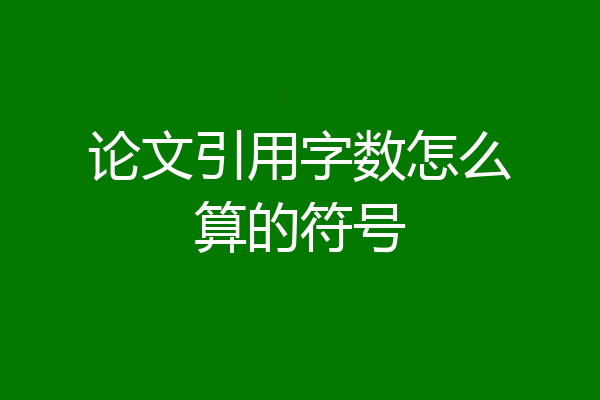 论文引用字数怎么算的符号