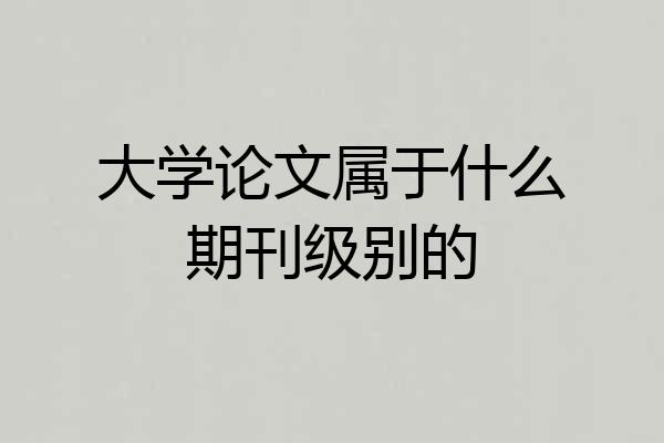 大学论文属于什么期刊级别的
