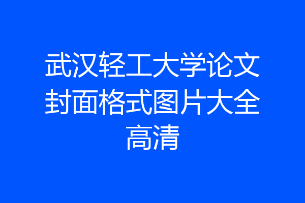 武汉轻工大学论文封面格式图片大全高清