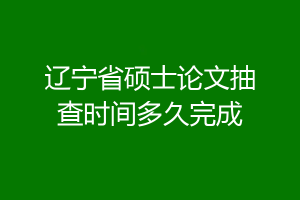 辽宁省硕士论文抽查时间多久完成