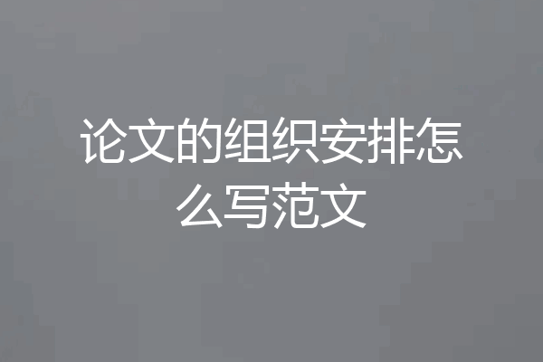 论文的组织安排怎么写范文