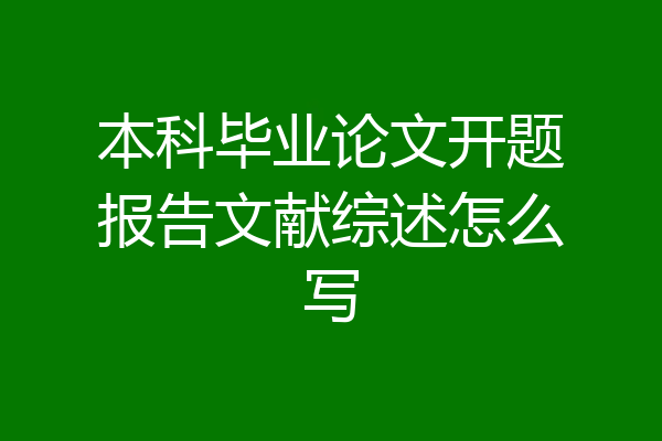 本科毕业论文开题报告文献综述怎么写