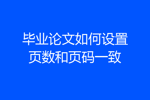 毕业论文如何设置页数和页码一致