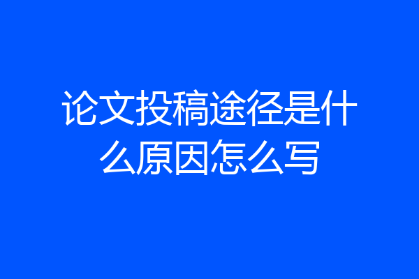 论文投稿途径是什么原因怎么写