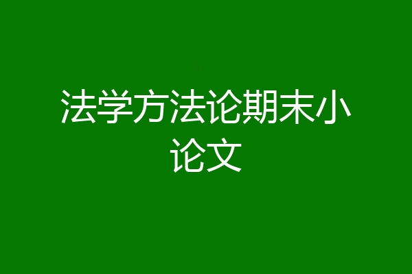 法学方法论期末小论文