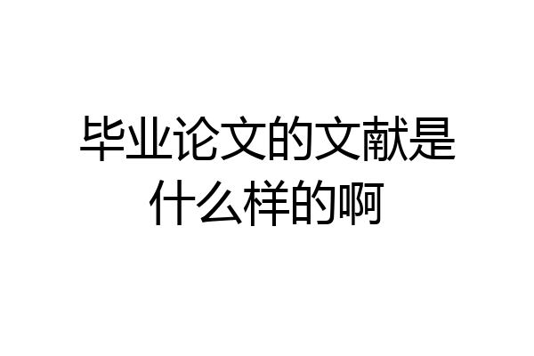 毕业论文的文献是什么样的啊