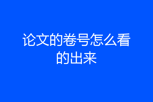 论文的卷号怎么看的出来