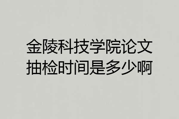 金陵科技学院论文抽检时间是多少啊