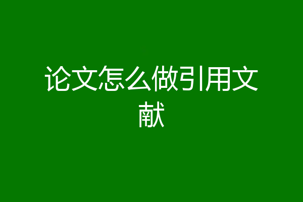 论文怎么做引用文献