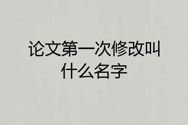 论文第一次修改叫什么名字