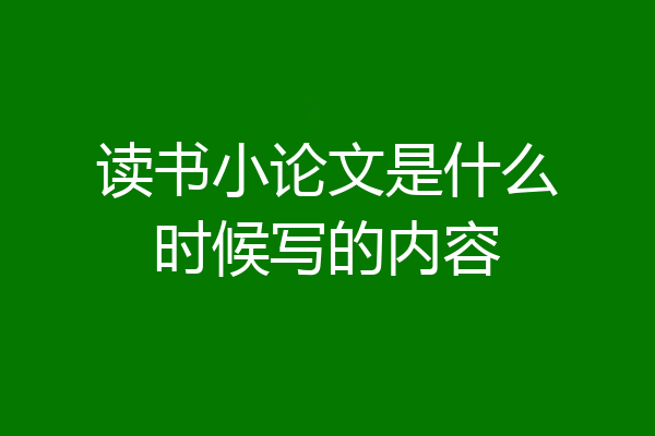 读书小论文是什么时候写的内容