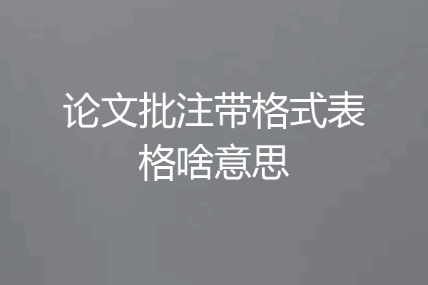 论文批注带格式表格啥意思