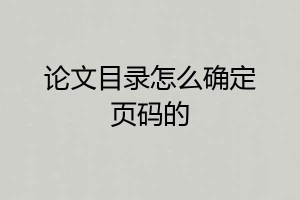 论文目录怎么确定页码的