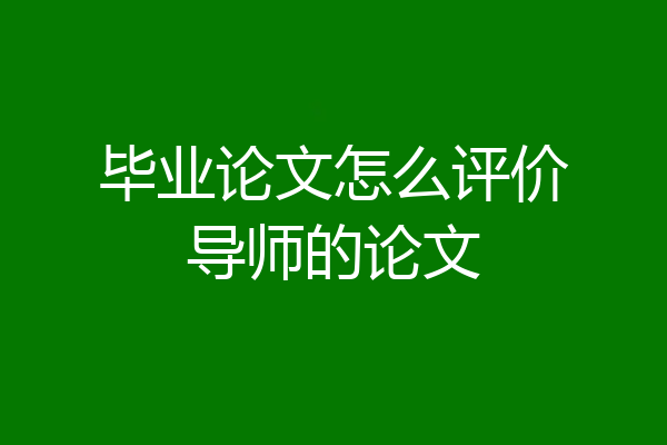 毕业论文怎么评价导师的论文