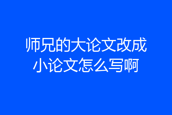 师兄的大论文改成小论文怎么写啊