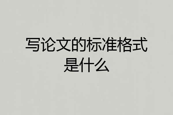 写论文的标准格式是什么