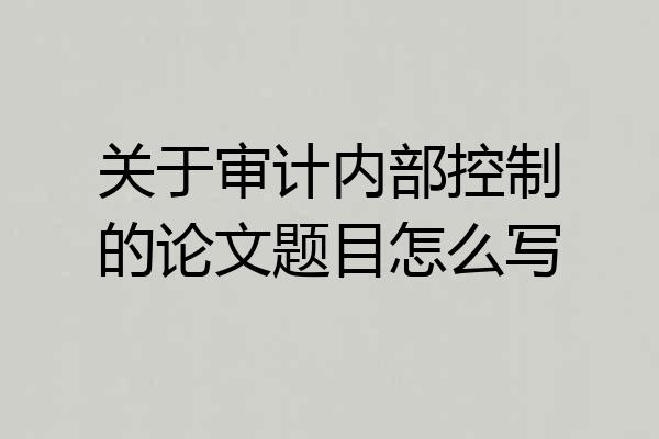 关于审计内部控制的论文题目怎么写