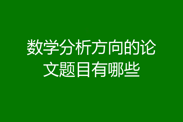 数学分析方向的论文题目有哪些
