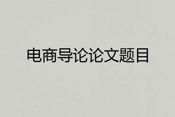 电商导论论文题目