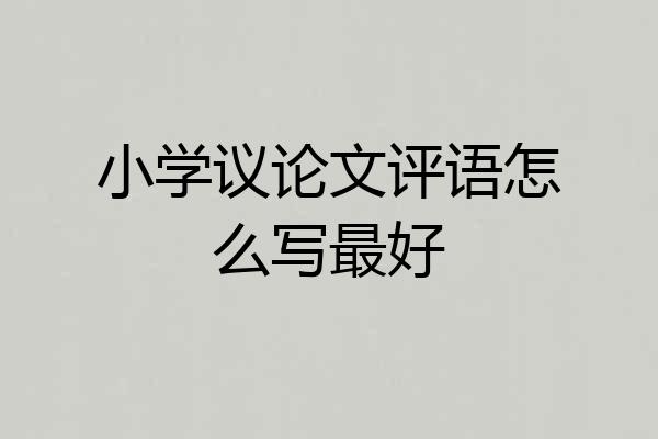 小学议论文评语怎么写最好