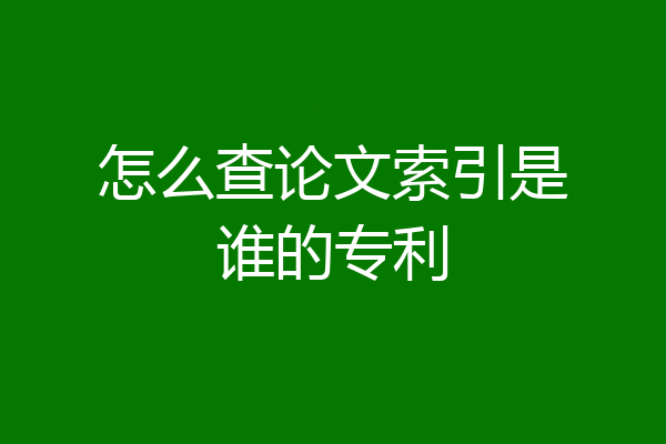 怎么查论文索引是谁的专利