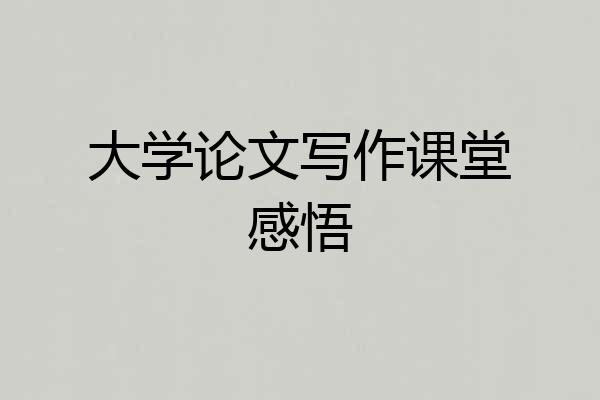 大学论文写作课堂感悟