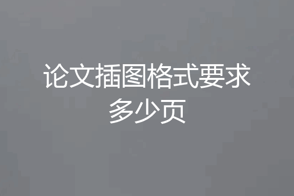 论文插图格式要求多少页