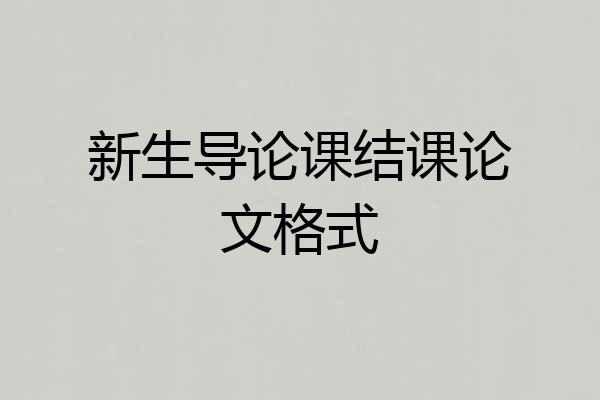 新生导论课结课论文格式