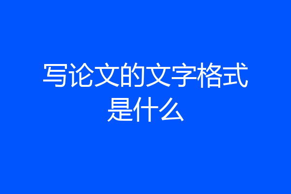 写论文的文字格式是什么
