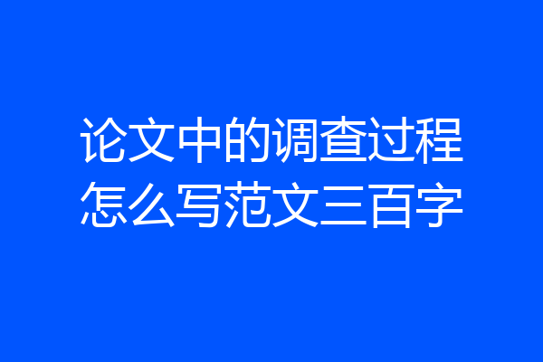 论文中的调查过程怎么写范文三百字