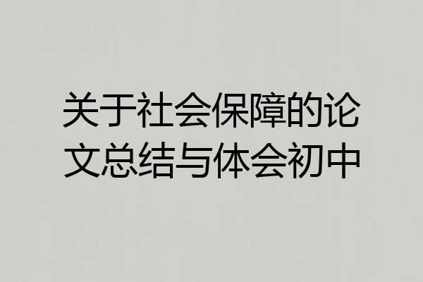 关于社会保障的论文总结与体会初中