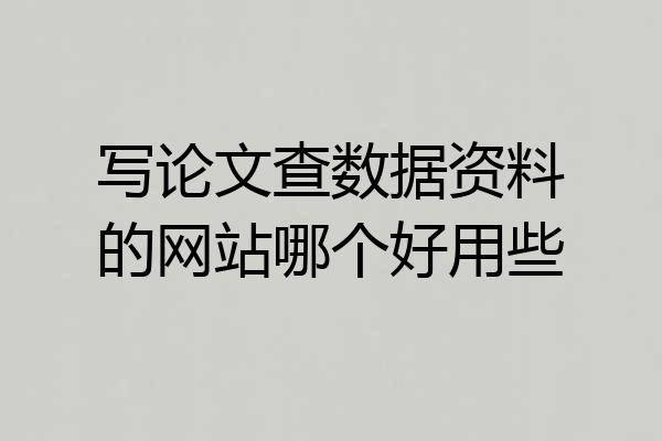 写论文查数据资料的网站哪个好用些