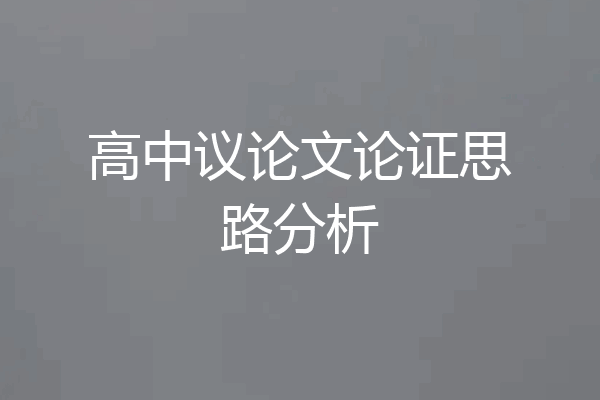 高中议论文论证思路分析