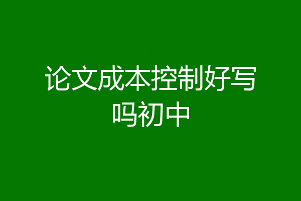 论文成本控制好写吗初中