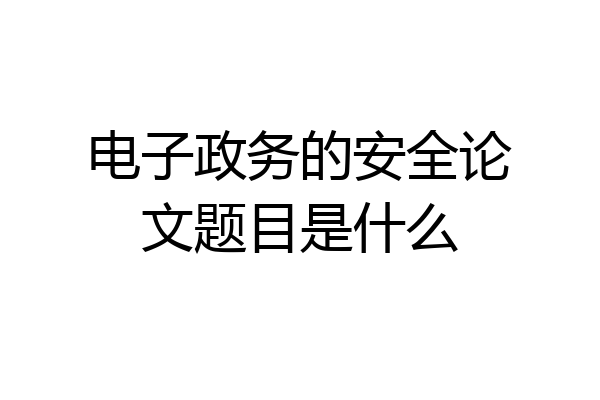 电子政务的安全论文题目是什么