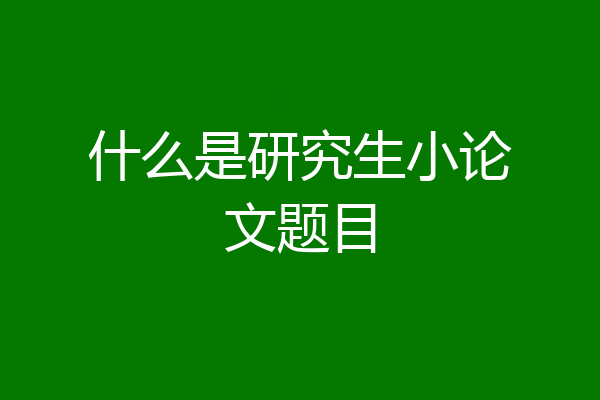 什么是研究生小论文题目