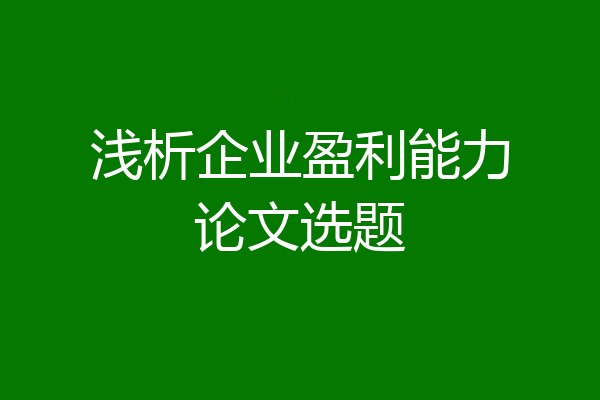 浅析企业盈利能力论文选题