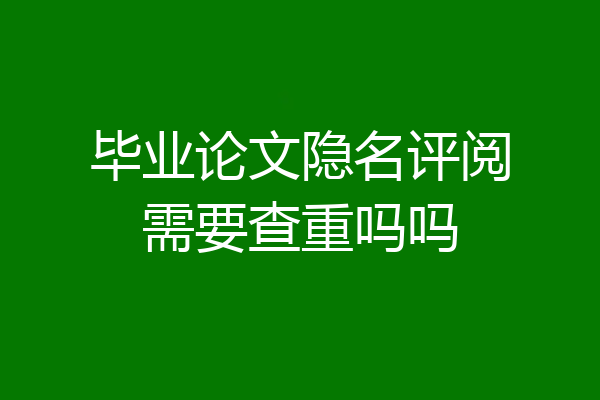 毕业论文隐名评阅需要查重吗吗