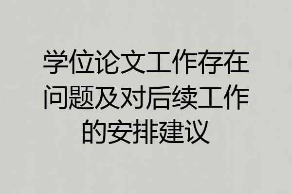 学位论文工作存在问题及对后续工作的安排建议