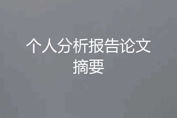 个人分析报告论文摘要