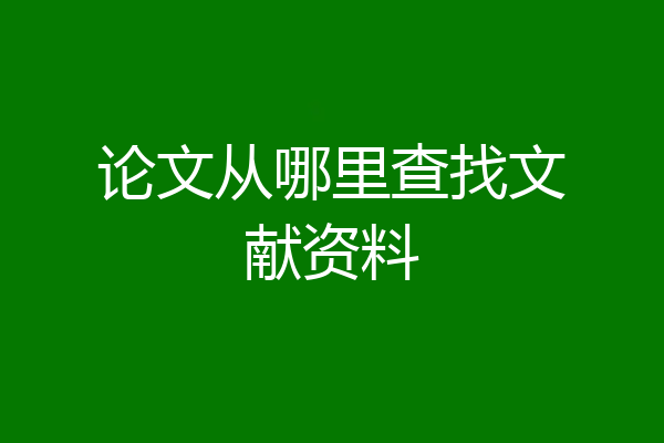 论文从哪里查找文献资料