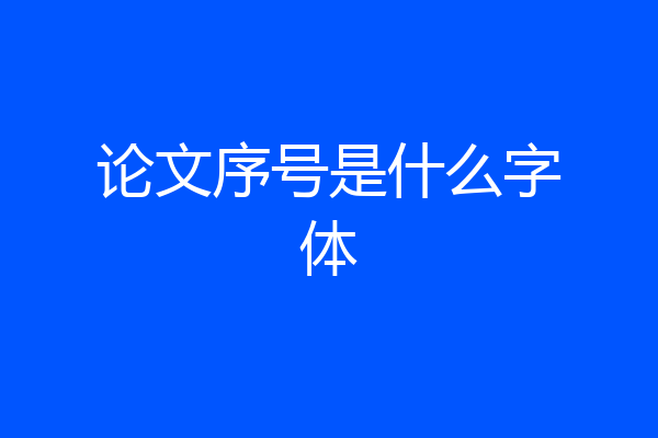 论文序号是什么字体