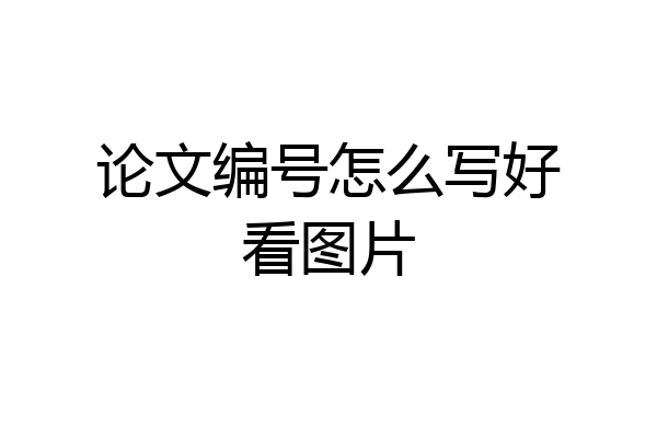 论文编号怎么写好看图片