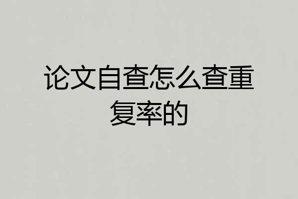 论文自查怎么查重复率的