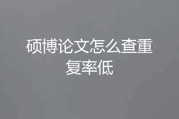 硕博论文怎么查重复率低