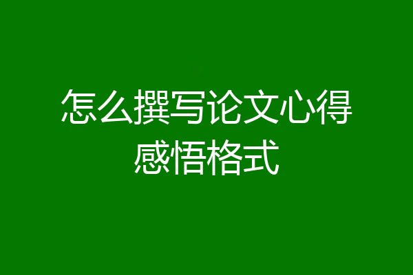怎么撰写论文心得感悟格式